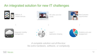An integrated solution for new IT challenges
12
Billions of
mobile devices
A complete solution out-of-the-box:
No extra hardware, software, or complexity
HD video and rich
media
New business
opportunities
Integrated mobility
management
Layer 7
application shaping
Analytics and user
engagement
 