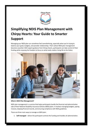 Simplifying NDIS Plan Management with Chirpy Hearts | PDF