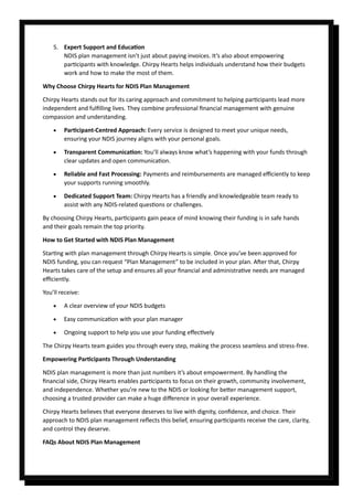 Simplifying NDIS Plan Management with Chirpy Hearts | PDF