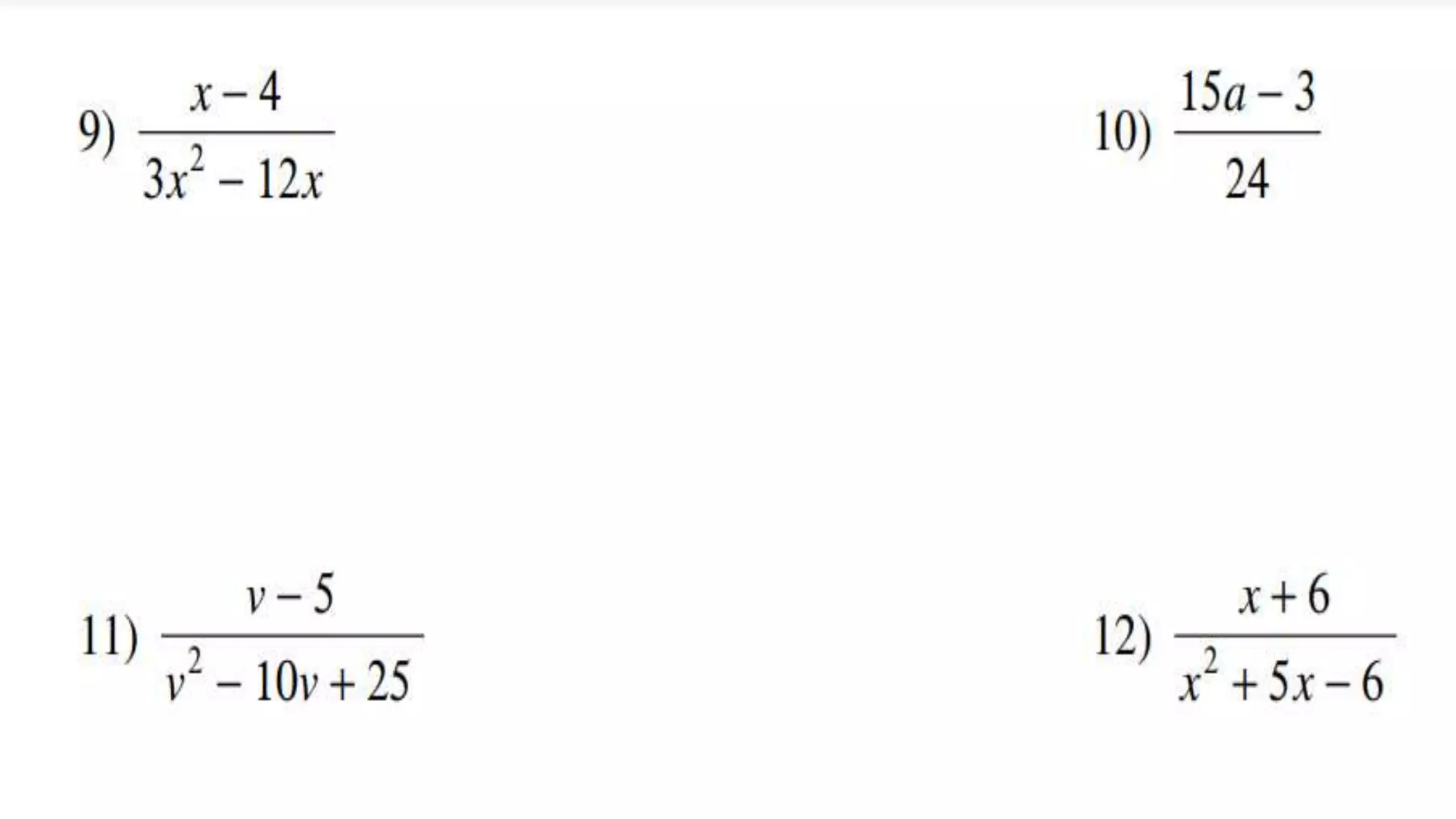 Simplifying rational algebraic expressions