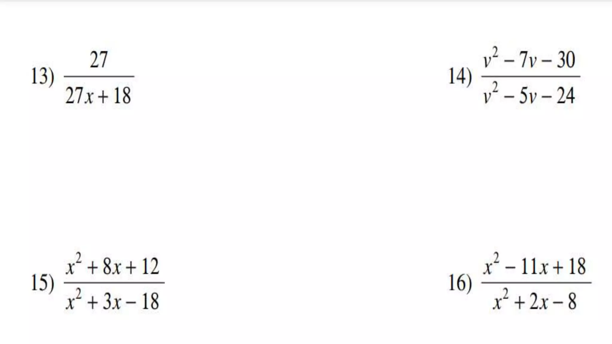 Simplifying rational algebraic expressions