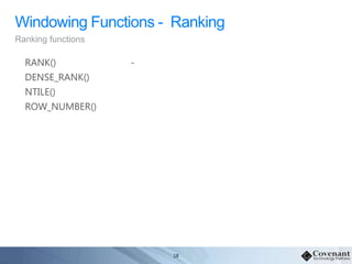 Windowing Ranking Sql Simplifying SQL with CTE's and windowing functions | PPT