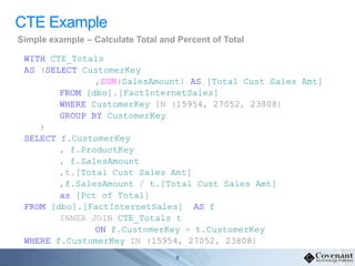 Simplifying SQL with CTE's and windowing functions | PPT