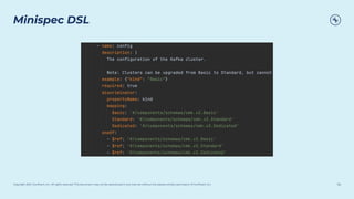 Copyright 2021, Conﬂuent, Inc. All rights reserved. This document may not be reproduced in any manner without the express written permission of Conﬂuent, Inc.
Minispec DSL
14
 