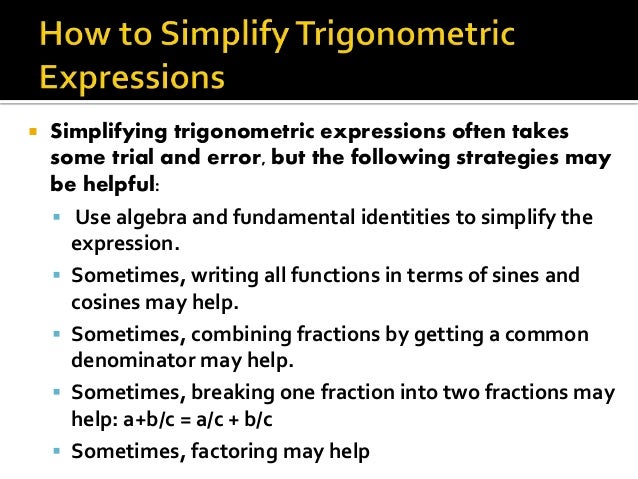 Simplifying trigonometric expressions