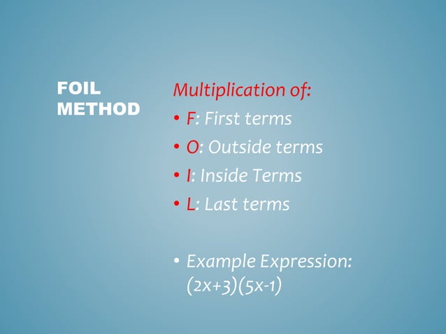 Simplifying using the foil method | PPT