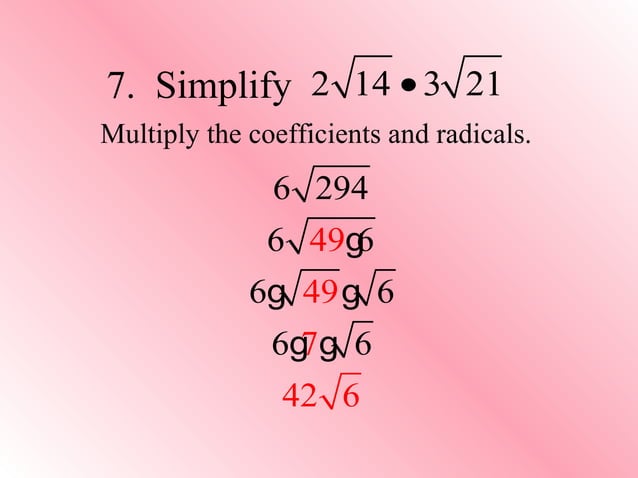 Simplify radicals | PPT