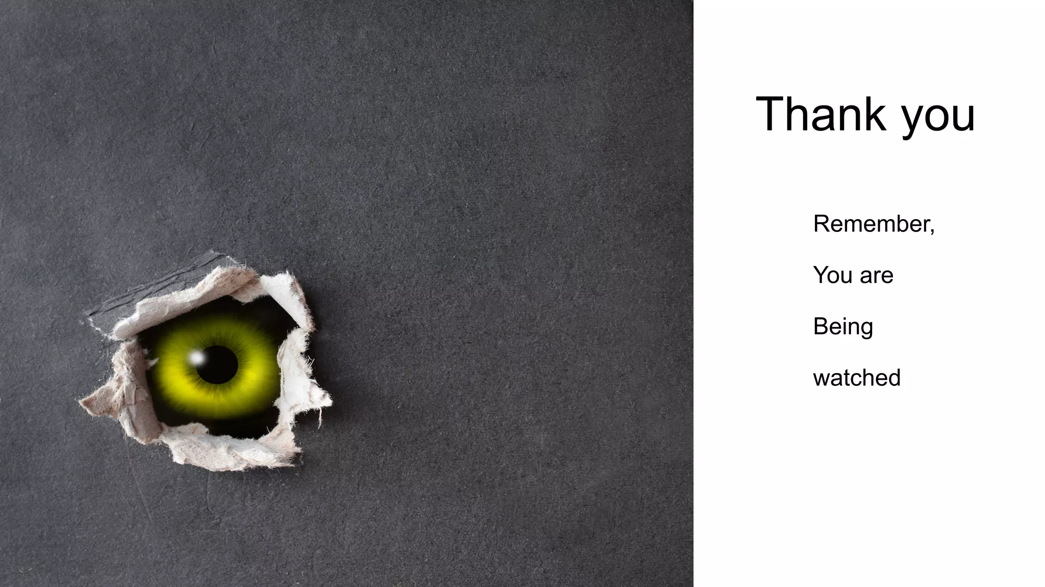 Thank You
Thank you
Remember,
You are
Being
watched