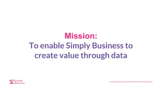 Mission:
To enable Simply Business to
create value through data
 