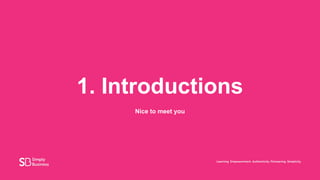 1. Introductions
Nice to meet you
 