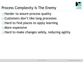 @jamet123 #decisionmgt © 2016 Decision Management Solutions 5
Process Complexity Is The Enemy
▶Harder to assure process quality
▶Customers don’t like long processes
▶Hard to find places to apply learning
▶More expensive
▶Hard to make changes safely, reducing agility
 