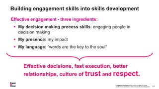 Building engagement skills into skills development
Effective engagement - three ingredients:
  My decision making process...