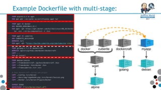 Example Dockerfile with multi-stage:
wget
docker cuberite
}alpine
golang debian
myappdockercraft
 