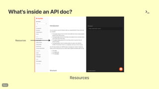 What'sinsideanAPIdoc?
Resources
Resources
 