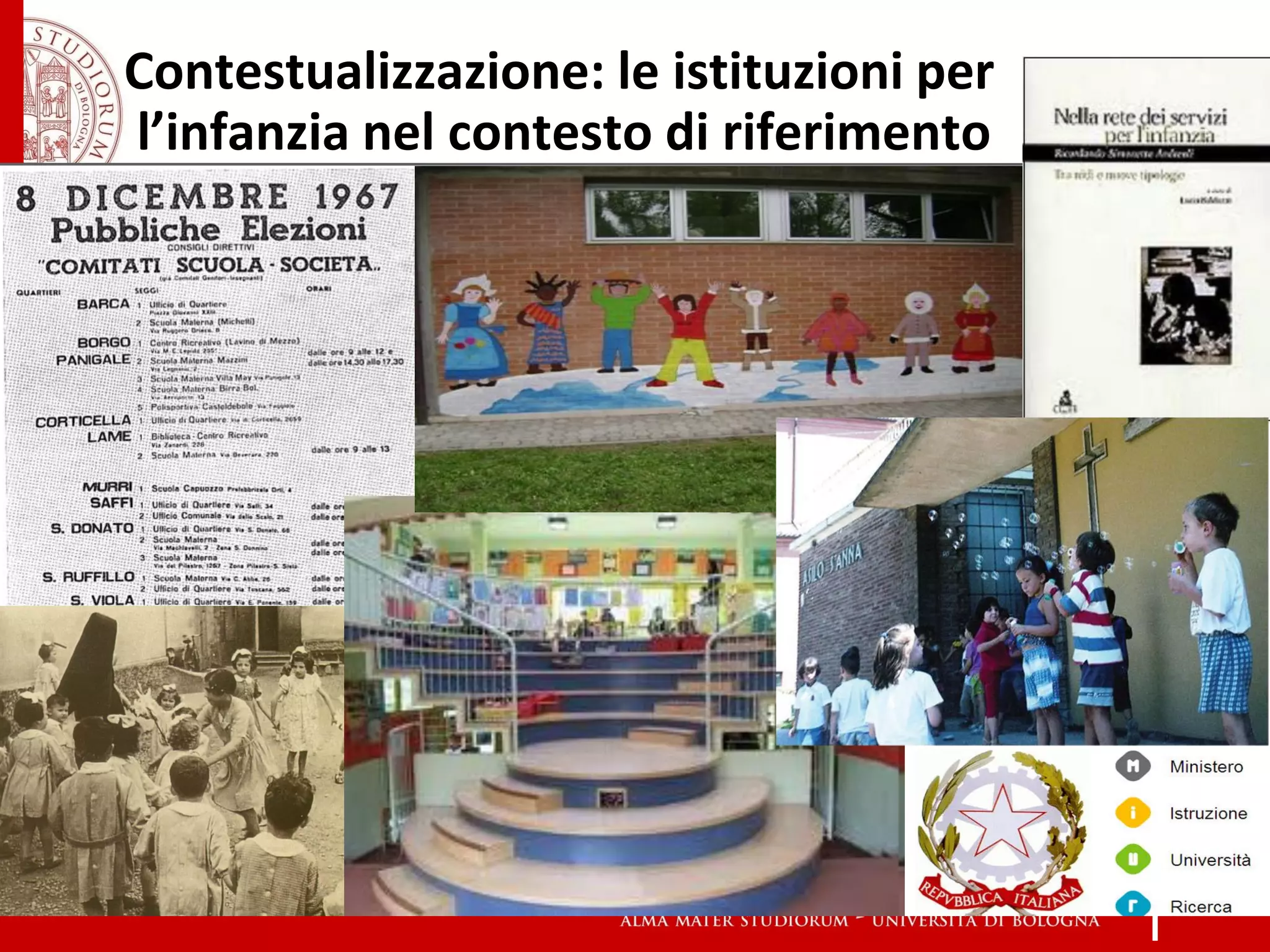 Contestualizzazione: le istituzioni per 
l’infanzia nel contesto di riferimento 
 