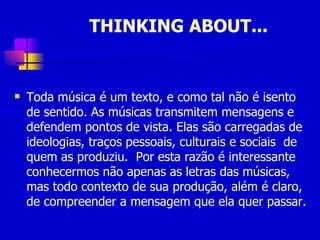 Questão de Inglês sobre Letras de Músicas