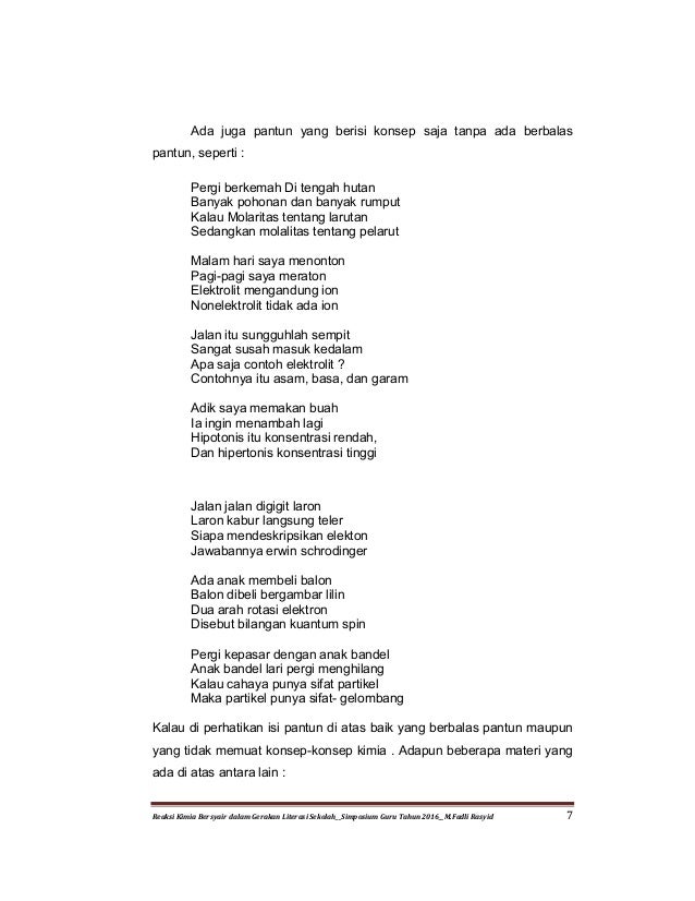 Contoh Soal Dan Materi Pelajaran 6 Contoh Pantun Fisika