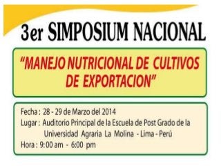 3cer Simposium Manejo Nutricional de Cultivos de Exportacion