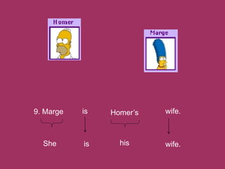 9. Marge is Homer’s wife.
She is his wife.
 