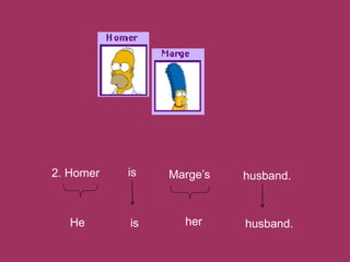 2. Homer is Marge’s husband.
He is her husband.
 