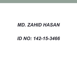 MD. ZAHID HASAN
ID NO: 142-15-3466
 