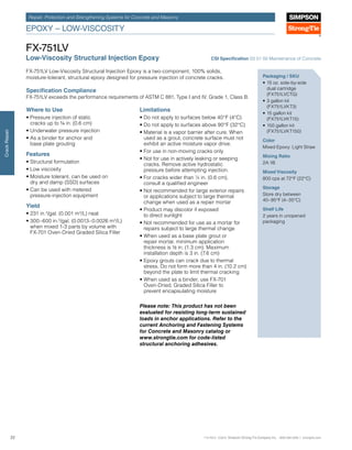 Simpson Set Xp Epoxy Chart.pdf Simpson Strongtie Concrete Repair and Strengthening Systems | PDF