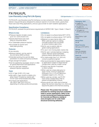 Simpson Set Xp Epoxy Chart.pdf Simpson Strongtie Concrete Repair and Strengthening Systems | PDF
