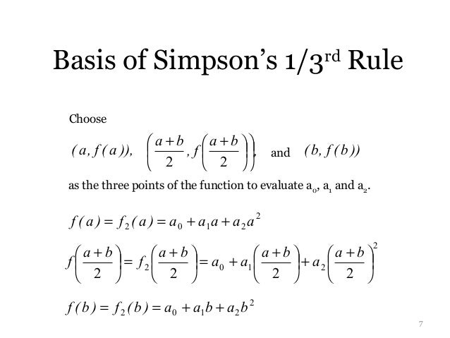 Derivation of Simpson's 1/3 rule