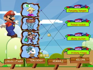 Panjang tangan Pekak badak Mata duitan Hidung tinggi LAMAN UTAMA KELUAR KEMBALI TERUSKAN 