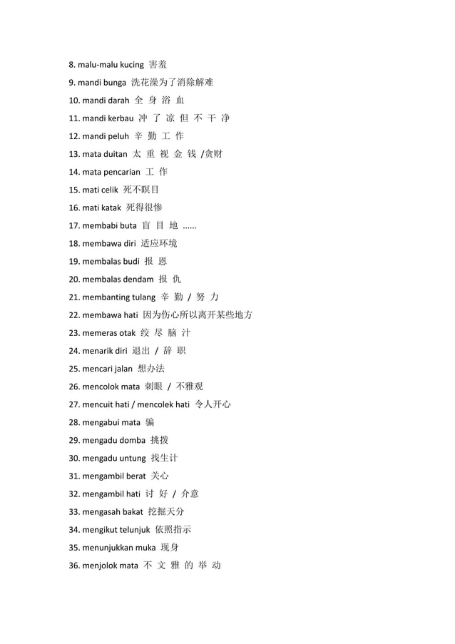 Simpulan bahasa AZ with Chinese meaning PDF