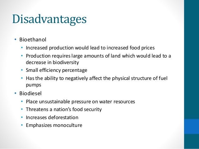 bioethanol disadvantages