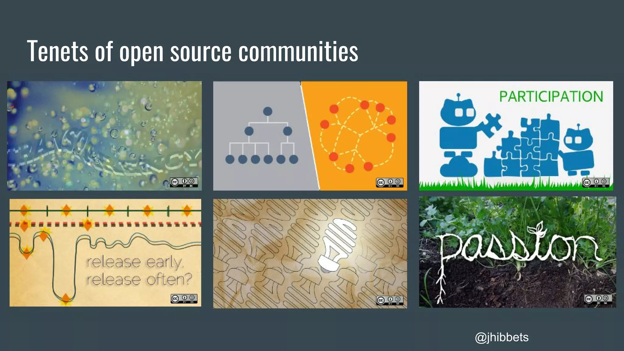 Tenets of open source communities
@jhibbets
 