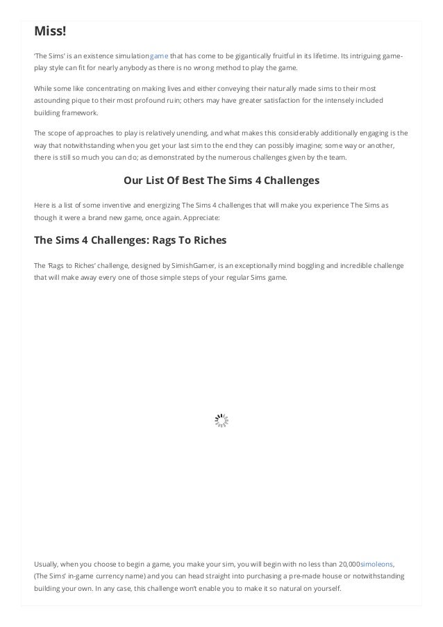 Sims 4 challenges the 15 Challenges