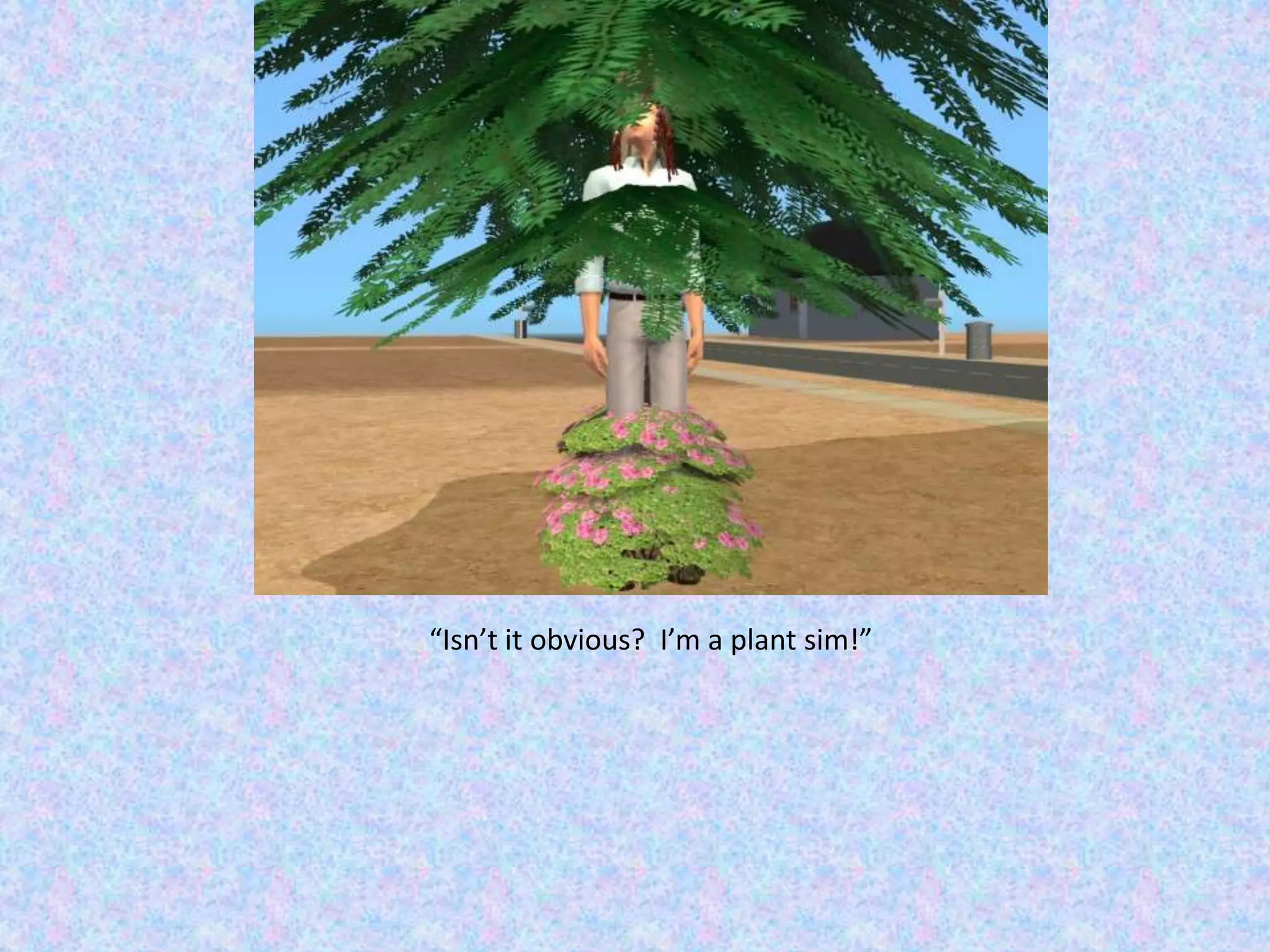 “Isn’t it obvious?  I’m a plant sim!”
