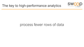process fewer rows of data
The key to high-performance analytics
 