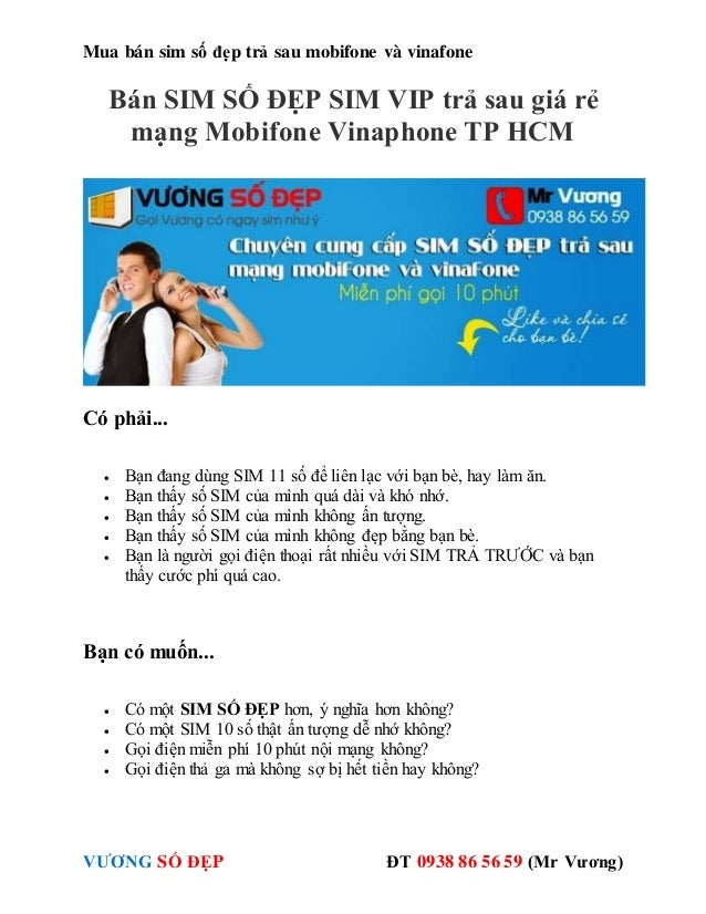 Sim Số đẹp Trả Sau Mobifone Và Vinaphone Giá Rẻ Tp Hcm Vương Số đẹp