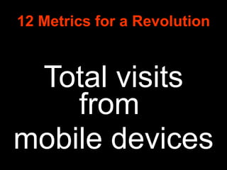 12 Metrics for a Revolution <ul><li>Total visits from  </li></ul><ul><li>mobile devices </li></ul>