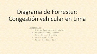 Diagrama de Forrester:
Congestión vehicular en Lima
 