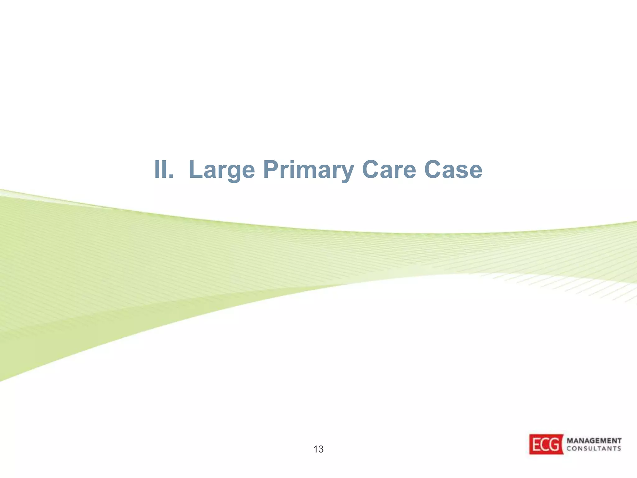 II. Large Primary Care Case 
13 
 