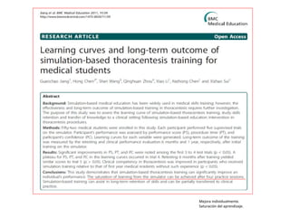 Mejora individualmente.
Saturación del aprendizaje.
 