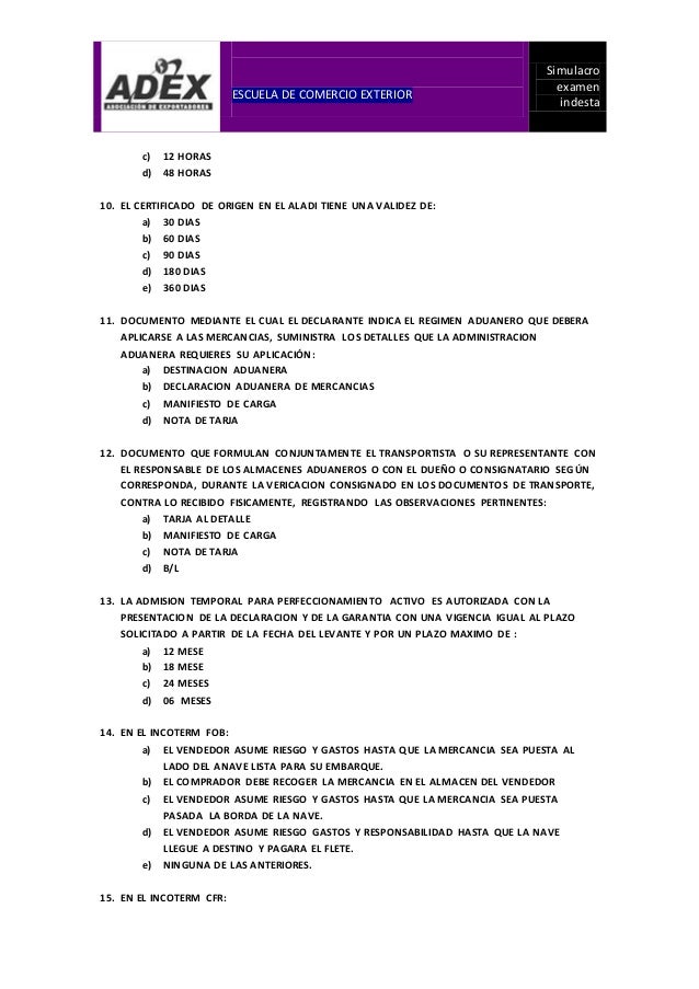 Simulacro adex Simulacro adex