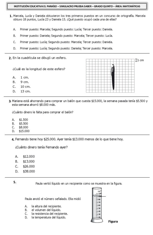 preguntas de matematicas de 5 grado simulacro prueba saber quinto matematicas preguntas de matematicas de 5 grado simulacro prueba saber quinto matematicas