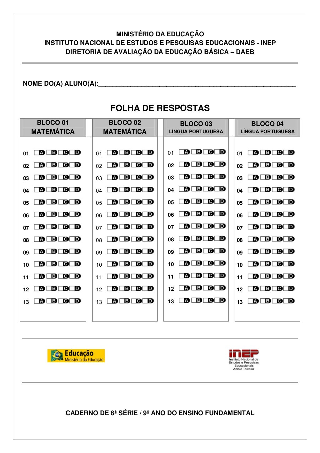 Simulado Prova Brasil 9 Ano Simulado Prova Brasil 9 Ano