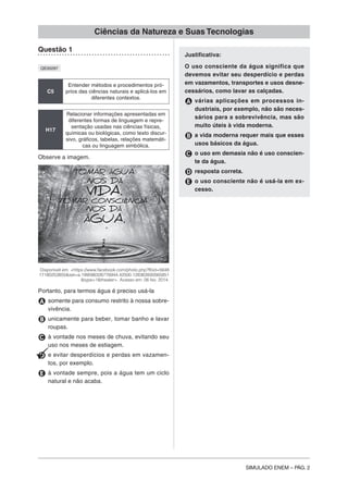 Simulado ENEM Ciências da Natureza e suas tecnologias - MODERNA | PDF