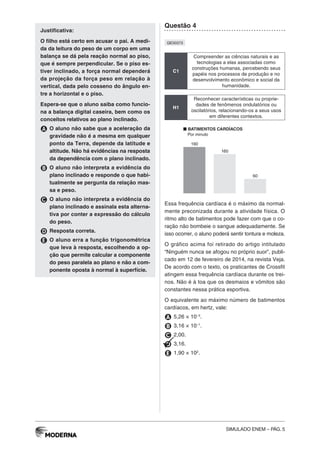 Simulado ENEM Ciências da Natureza e suas tecnologias - MODERNA | PDF