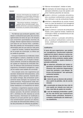 Simulado ENEM Ciências da Natureza e suas tecnologias - MODERNA | PDF