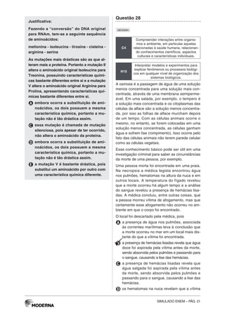 Simulado ENEM Ciências da Natureza e suas tecnologias - MODERNA | PDF