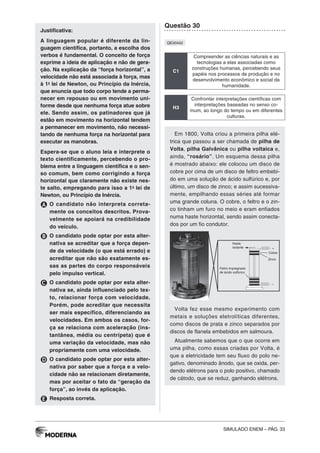 Simulado ENEM Ciências da Natureza e suas tecnologias - MODERNA | PDF