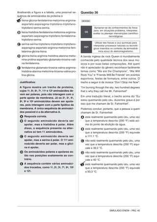 Simulado ENEM Ciências da Natureza e suas tecnologias - MODERNA | PDF