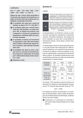 Simulado ENEM Ciências da Natureza e suas tecnologias - MODERNA | PDF